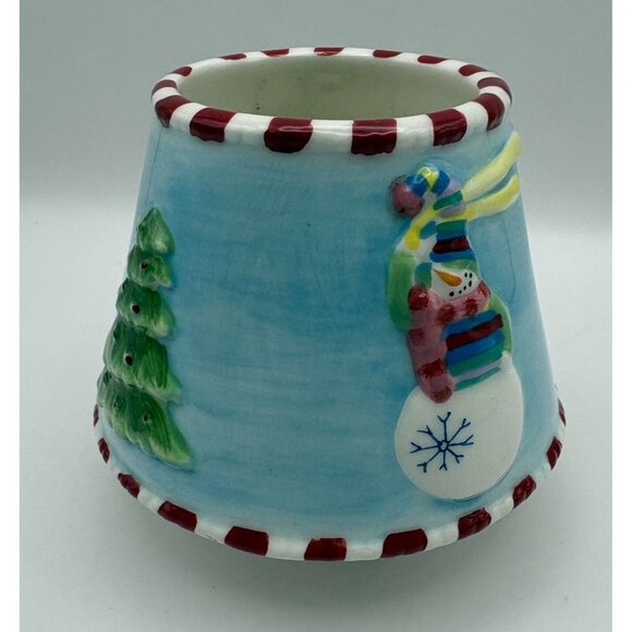 Christmas Candle Shade Jar Topper Winter Snowman Juggling Bear Holiday Tree - Picture 2 of 9